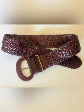 Ralph Lauren Brown Woven Leather Belt Boho Braided